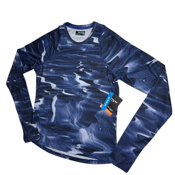 New NWOT Columbia Titanium Omni-Shade Rash Guard Swim Shirt.  Long Sleeve. Blue - Picture 1 of 11